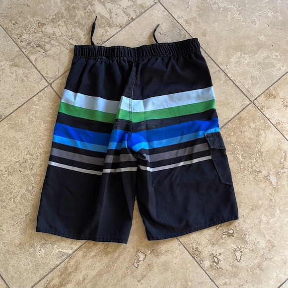 Boys, Hang Ten, board shorts, with blue and green stripes - Picture 2 of 3